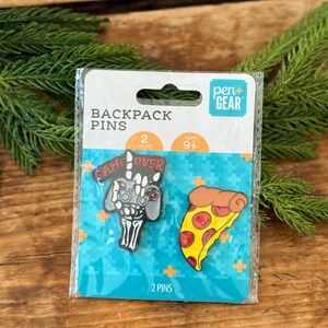 Backpack Pins - Game Over and Pizza Design